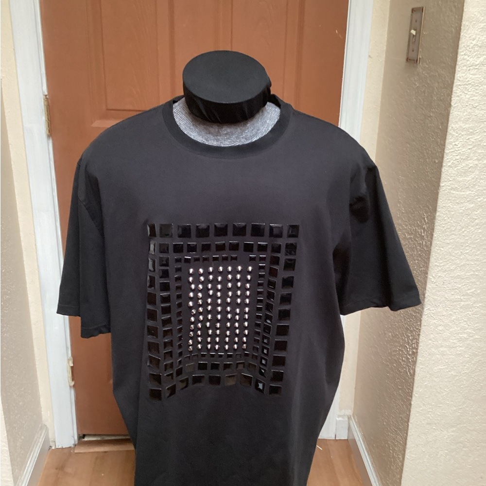 Forte mens black embellished tee-shirt, size 4XL